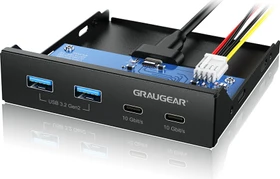 Graugear G-MP02, 3.5" Frontpanel, 2x USB-C 3.1, 2x USB-A 3.1, schwarz