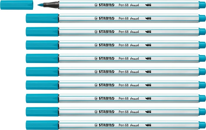STABILO Pen 68 brush hellblau, 10er-Pack