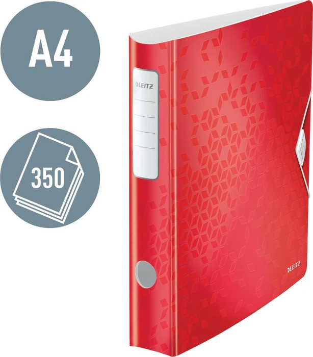 Leitz Qualitäts Ordner 2-Ring 180° Active WOW, 65mm, A4, rot, 5er-Pack (11070026#5)