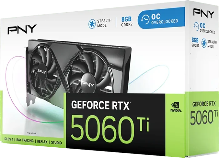 PNY GeForce RTX 5060 Ti Overclocked Dual Fan, 8GB GDDR7, HDMI, 3x DP