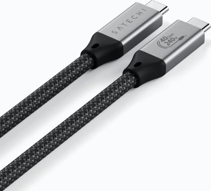 Satechi USB4 Pro Kabel, 40Gb/s, 240W PD, USB-C Stecker auf USB-C Stecker, Space Grey, 120cm