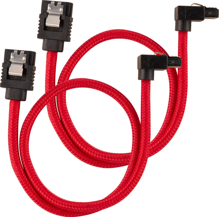 Corsair Premium Sleeved SATA 6Gb/s Kabel rot 0.3m, gewinkelt