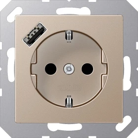 Jung SCHUKO Steckdose mit USB-Ladegerät, champagner