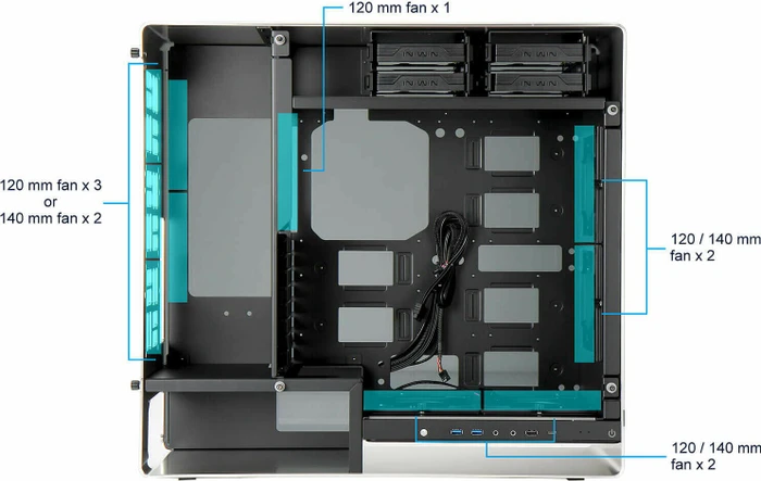 In Win 909 schwarz, Glasfenster