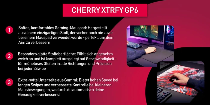 Cherry Xtrfy GP6 Black Large Gaming Mauspad, 460x400mm, schwarz