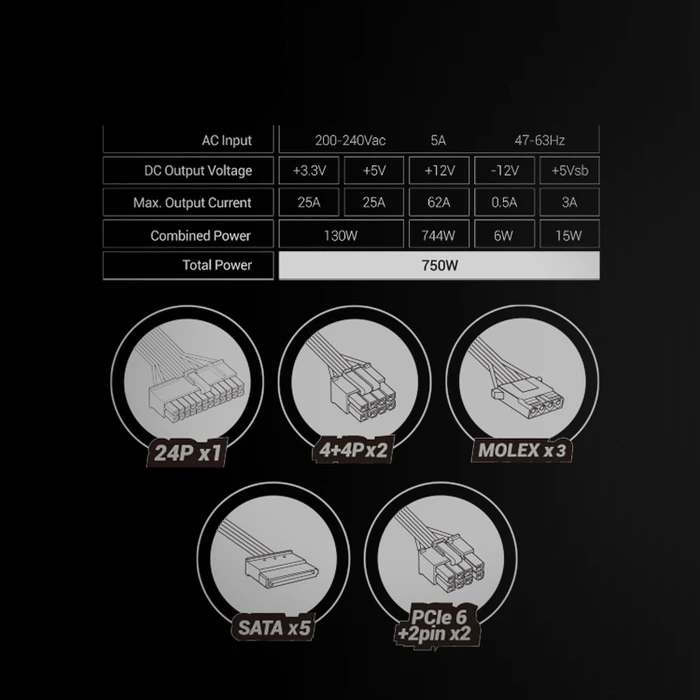 Mars Gaming MPB750SIM schwarz 750W, ATX