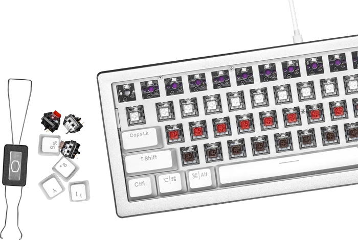 Cooler Master CK720, LEDs RGB, hot-swap, silber/weiß, Kailh Box V2 RED, USB, US