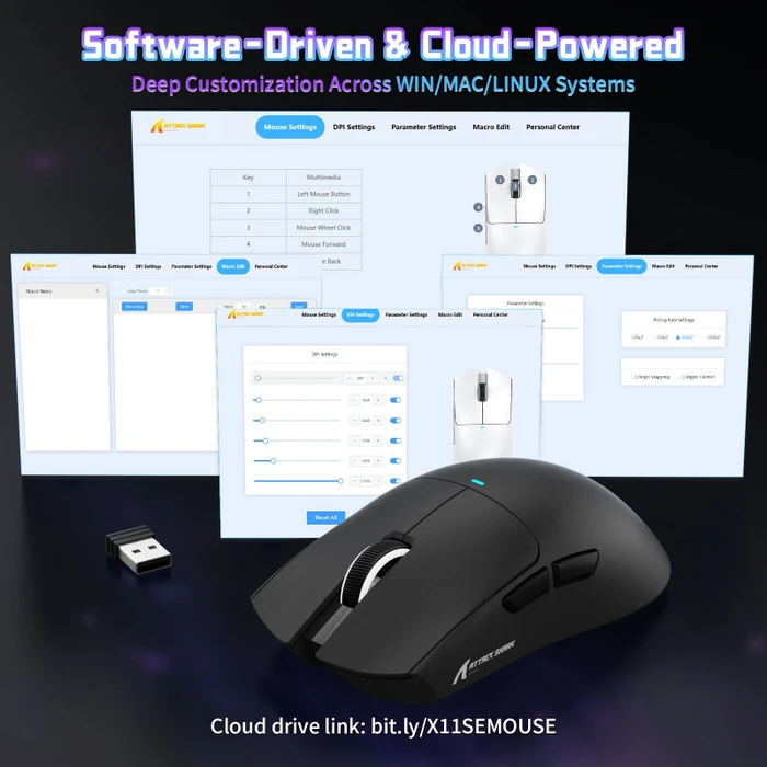 Attack Shark X11SE Wireless Gaming Mouse schwarz, USB/Bluetooth