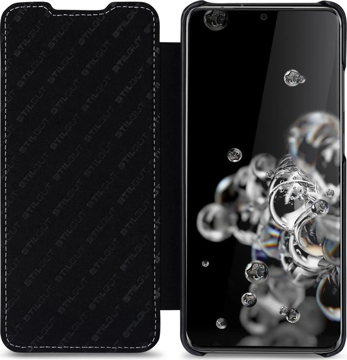 Stilgut Book Type Leather Case Nappa für Samsung Galaxy S20 Ultra schwarz