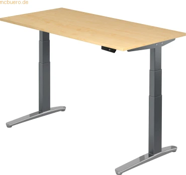 Hammerbacher Ergonomic Aktiv XBHM16 elektrisch höhenverstellbarer Sitz-Steh-Schreibtisch 160x80cm Ahorn/graphit