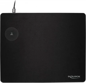 DeLOCK USB Mousepad mit kabelloser Ladefunktion, 342x283mm, schwarz
