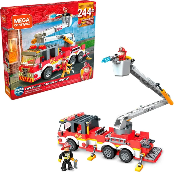 Mattel Mega Construx Wonderbuilders Feuerwehrauto und Figur