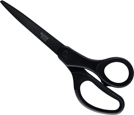 Leitz Titanium Antihaft Schere, Papierschere, spitz, beidhändig, 205mm, schwarz