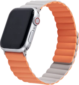 ISY Ersatzband Silikon ISB-2004 für Apple Watch 42mm/44mm/45mm/49mm hellgrau/hellorange