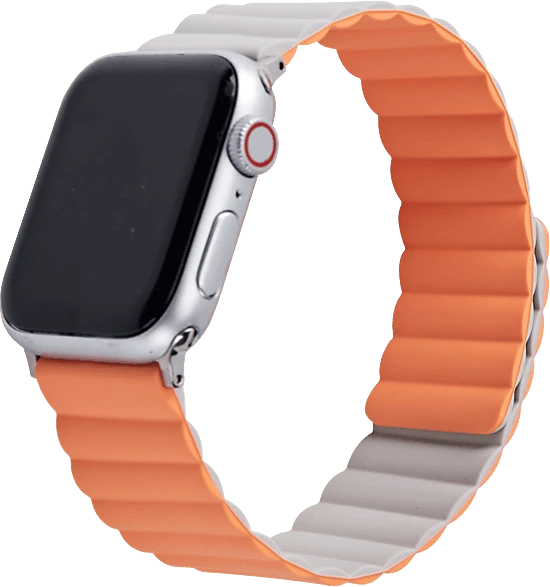 ISY Ersatzband Silikon ISB-2004 für Apple Watch 42mm/44mm/45mm/49mm hellgrau/hellorange