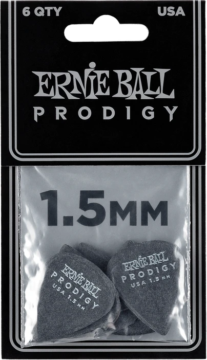 Ernie Ball Black Standard Prodigy Pick, 1.5mm, 6-Pack