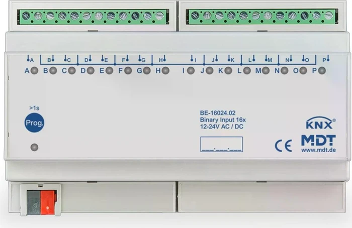 MDT Binäreingang BE 16-fach, 8TE REG, Eingänge 24V