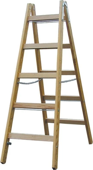 Krause Stabilo Professional Holz-Sprosse 2-tlg. Stehleiter, 2x 5 Stufen