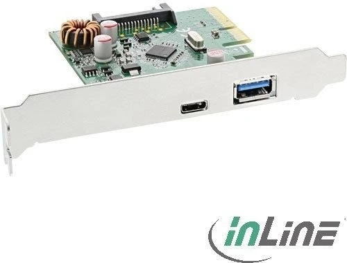 InLine Schnittstellenkarte, 1x USB-C 3.1, 1x USB-A 3.1, PCIe 2.0 x4