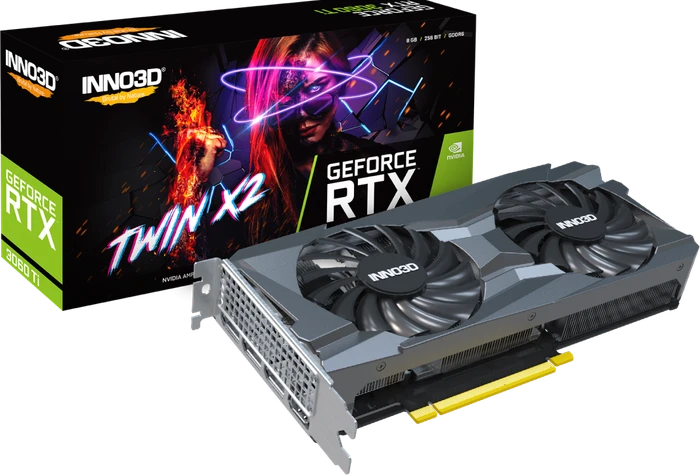 INNO3D GeForce RTX 3060 Ti Twin X2 LHR, 8GB GDDR6, HDMI, 3x DP