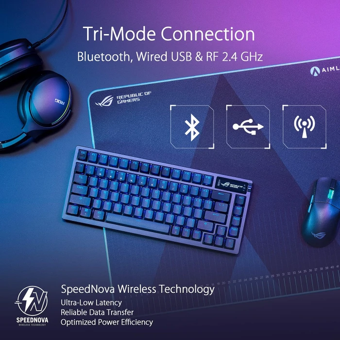 ASUS ROG Azoth Wireless Gaming Keyboard, PBT, hot-swap, ROG NX STORM, USB/Bluetooth, US
