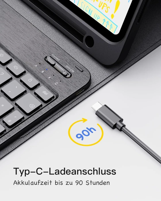 Inateck Tastatur Hülle für iPad Air 6 11"/iPad Air 5/iPad 10/iPad Pro 11", schwarz, DE