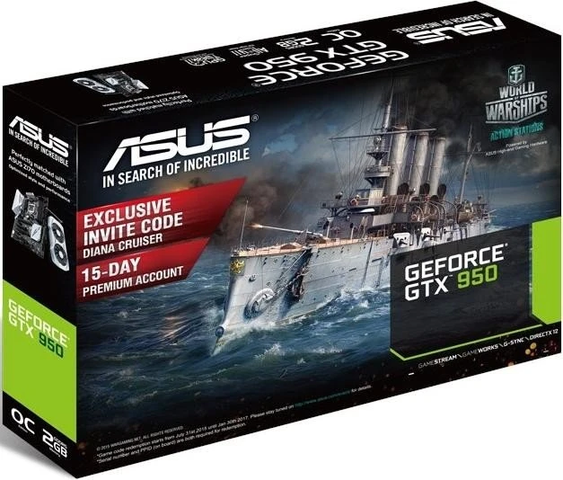 ASUS GeForce GTX 950 OC, GTX950-OC-2GD5, 2GB GDDR5, DVI, HDMI, DP