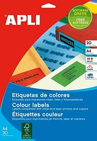 APLI Etiketten farbig, 70x37mm, grün, 20 Blatt (480 Etiketten)