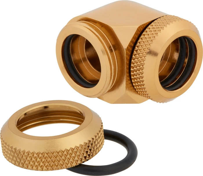 Corsair Hydro X Series XF Hardline, OD Fitting 90° 14mm, gold, 2er-Pack