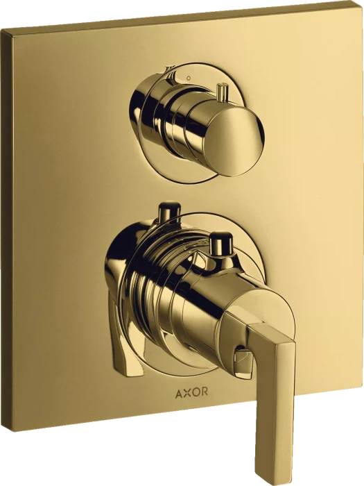 Hansgrohe Axor Citterio Thermostat mit Absperrventil und Hebelgriff polished gold optic