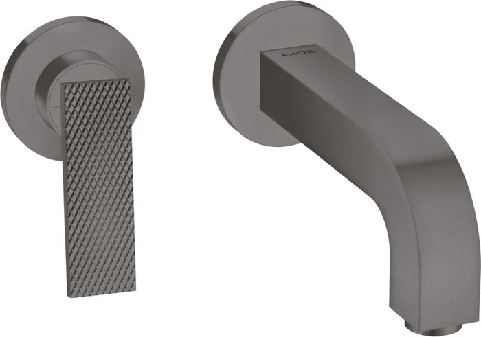 Hansgrohe Axor Citterio 2-Loch Waschbeckenarmatur mit Hebelgriffen Rosetten und Rautenschliff 220mm brushed black chrome
