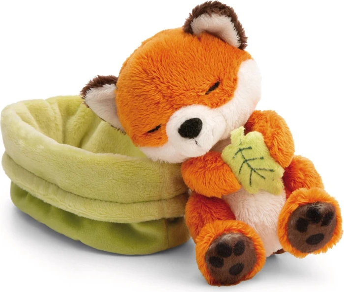 Nici Sleeping Pets Forest Fuchs mit Blatt im grünen Körbchen 12cm