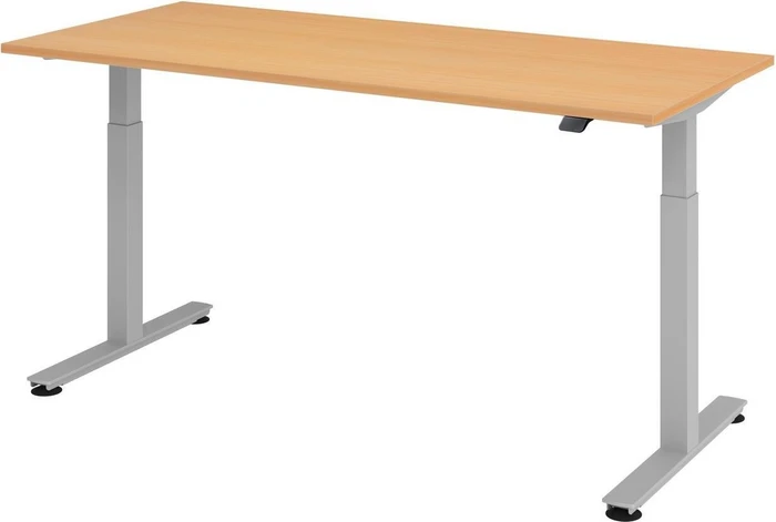 Hammerbacher Ergonomic Aktiv XMST19/6/S elektrisch höhenverstellbarer Sitz-Steh-Schreibtisch 180x80cm Buche/silber