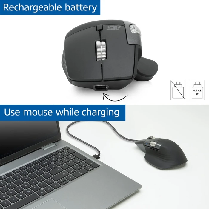 Act Wireless Multi-Connect Mouse, rechargeable, schwarz, USB/Bluetooth