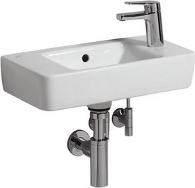 Geberit Renova Compact Handwaschbecken verkürzte Ausladung mit Ablagefläche 50cm, Hahnloch rechts, mit Überlauf, weiß/KeraTect