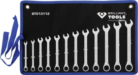 Brilliant Tools Maul-Ringratschenschlüsselsatz Schraubenschlüsselsatz inkl. Tasche, 12-tlg.