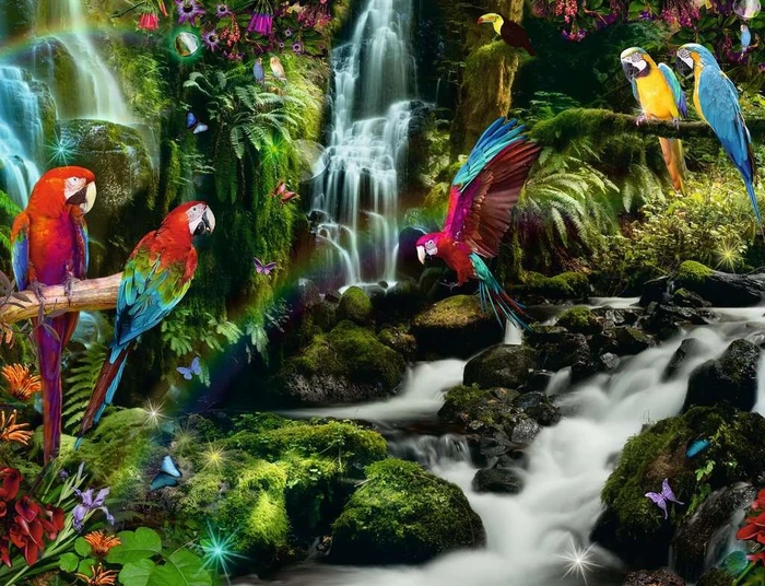 Ravensburger Puzzle Bunte Papageien im Dschungel