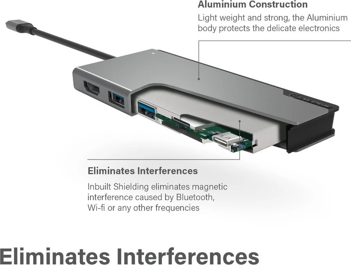 Alogic UNI Dock Multiport-Adapter, sapce grey, USB-C 3.0 [Stecker]