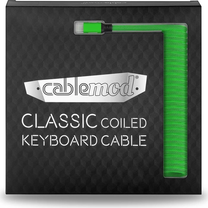 CableMod Classic Coiled Keyboard Cable USB Micro-B auf USB-A, Tastaturkabel (Spiral-Textilkabel), 1.5m, Viper Green