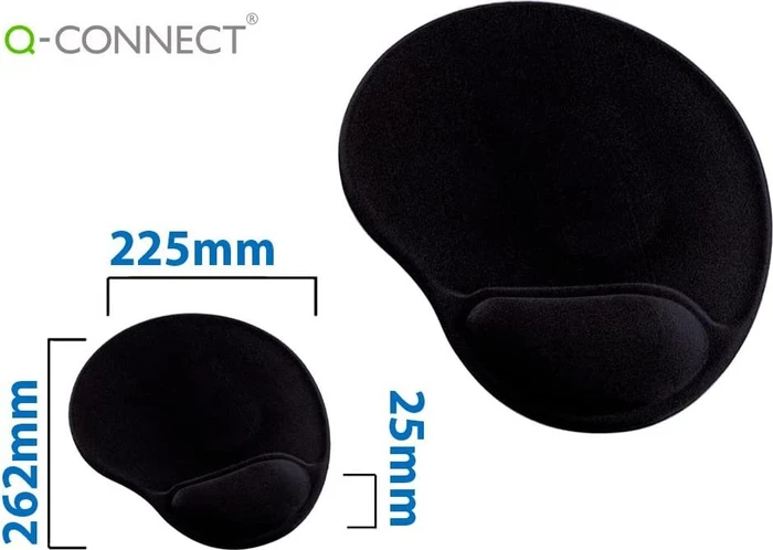 Q-Connect Gel-Mousepad mit Handgelenkauflage, 262x225mm, schwarz