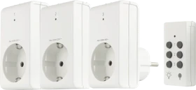 REV Funkschalt-Set 3+1 mit Fernbedienung, 1000W, Typ F, Funksteckdose, 3er-Pack (00834514)