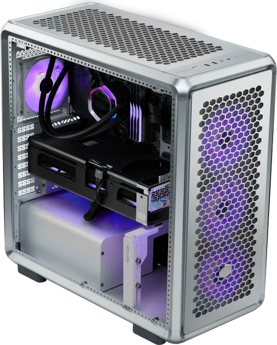 Cooler Master MasterFrame 600, silber, Glasfenster
