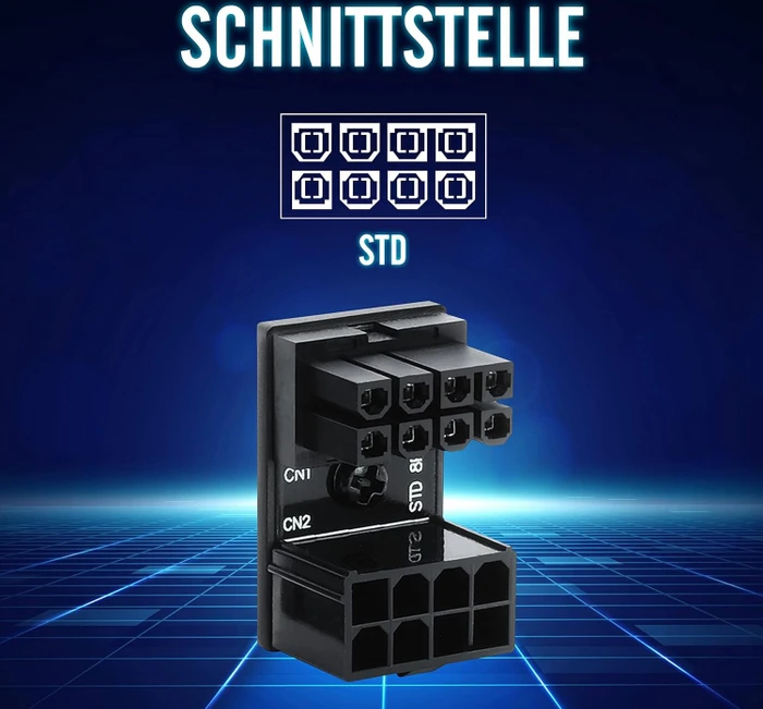 EZDIY-FAB 8-Pin PCIe Winkeladapter 180°, Variante STD, Lasche unten, schwarz, 2er-Pack