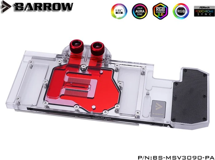 Barrow NVIDIA RTX 3090 LRC 2.0 Full Coverage GPU Water Block, MSI 3090 Ventus Aurora