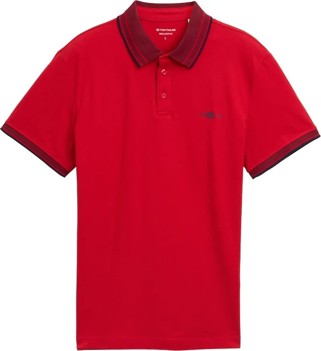 Tom Tailor Piqué mit Stretch Poloshirt kurzarm samba red (Herren)