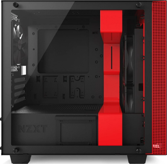 NZXT H400 schwarz/rot, Glasfenster