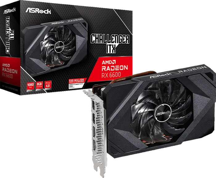 ASRock Radeon RX 6600 Challenger ITX, RX6600 CLI 8G, 8GB GDDR6, 2x HDMI, 2x DP