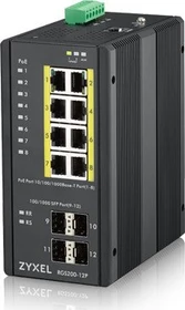 Zyxel RGS200 Railmount Gigabit Managed Switch, 8x RJ-45, 4x SFP, 240W PoE+ (RGS200-12P-ZZ0101F)
