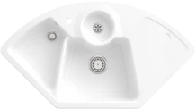 Villeroy & Boch Solo Eck Einbau Becken mittig mit Ablauffernbedienung weiß alpin