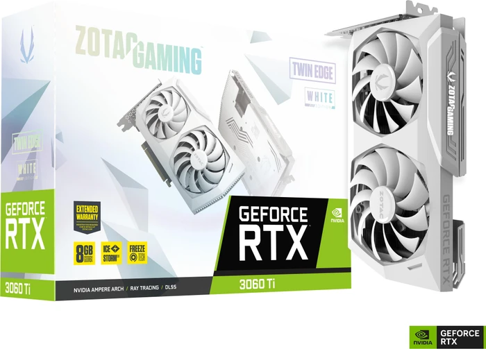 Zotac Gaming GeForce RTX 3060 Ti Twin Edge White Edition, 8GB GDDR6X, HDMI, 3x DP